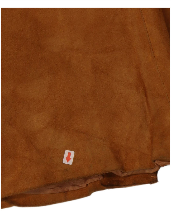 Vintage Womens 3 Button Suede Blazer Jacket UK 14 Medium Brown Leather