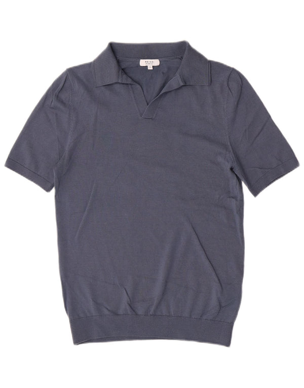 Reiss Mens Polo Shirt Small Blue Wool