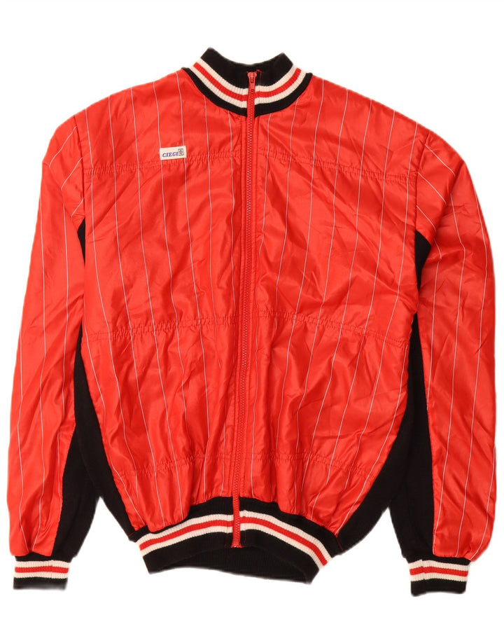 Vintage Mens Tracksuit Top Jacket Medium Red Colourblock