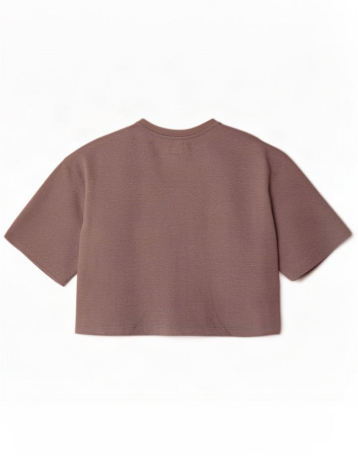 Lee Womens Oversized Crop Top UK 10 Small Grey Cotton