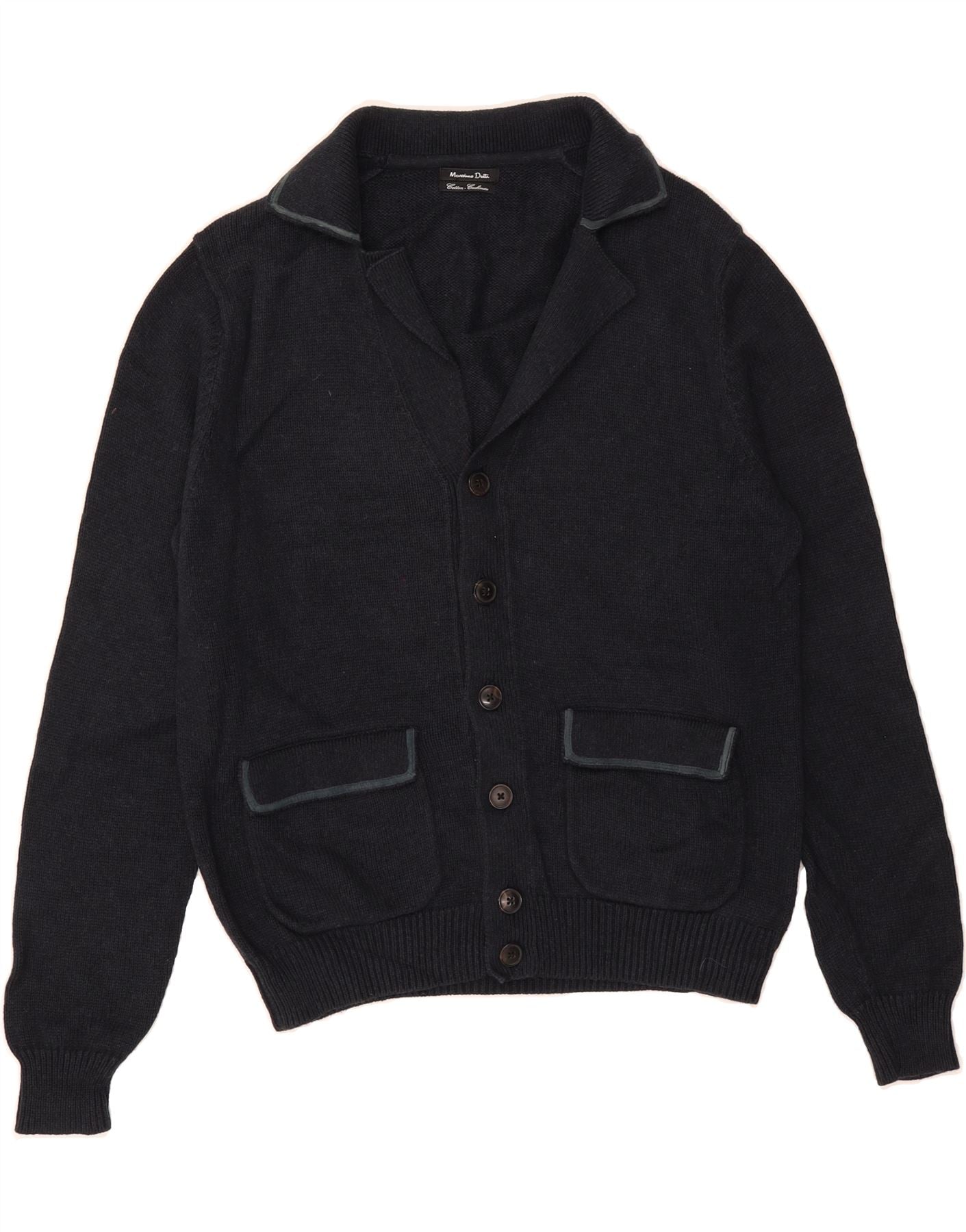 MASSIMO DUTTI Mens Cardigan Sweater EU 38 Medium Navy Blue Vintage Massimo Dutti and Second-Hand Massimo Dutti from Messina Hembry 