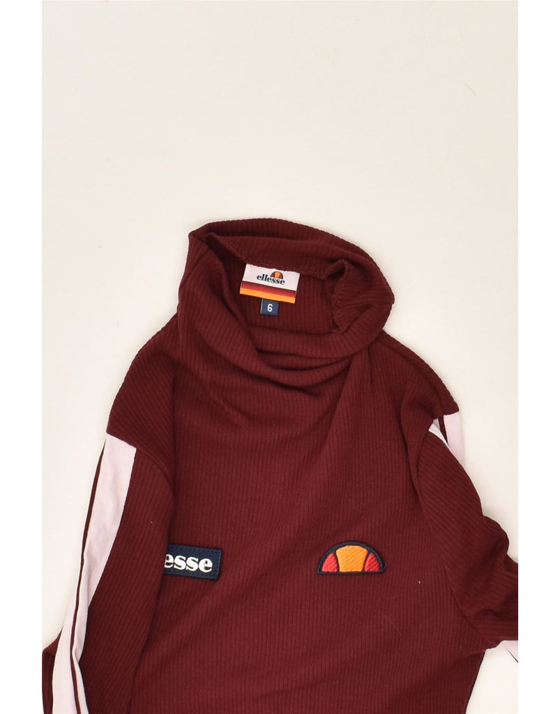 ELLESSE Womens Roll Neck Jumper Dress UK 6 XS  Maroon Cotton Vintage Ellesse and Second-Hand Ellesse from Messina Hembry 