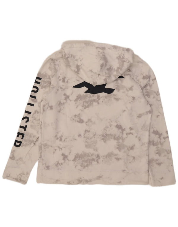 Hollister Mens Graphic Hoodie Jumper Large White Tie Dye Cotton