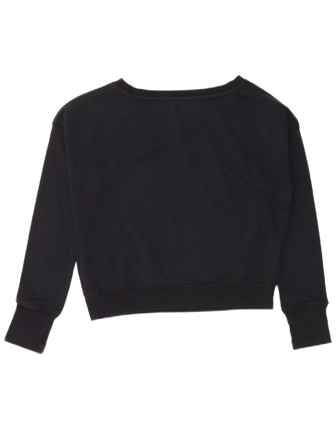 NIKE Girls Crop Graphic Sweatshirt Jumper 13-14 Years XL Black Cotton