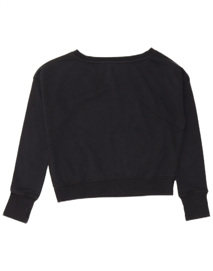 NIKE Girls Crop Graphic Sweatshirt Jumper 13-14 Years XL Black Cotton