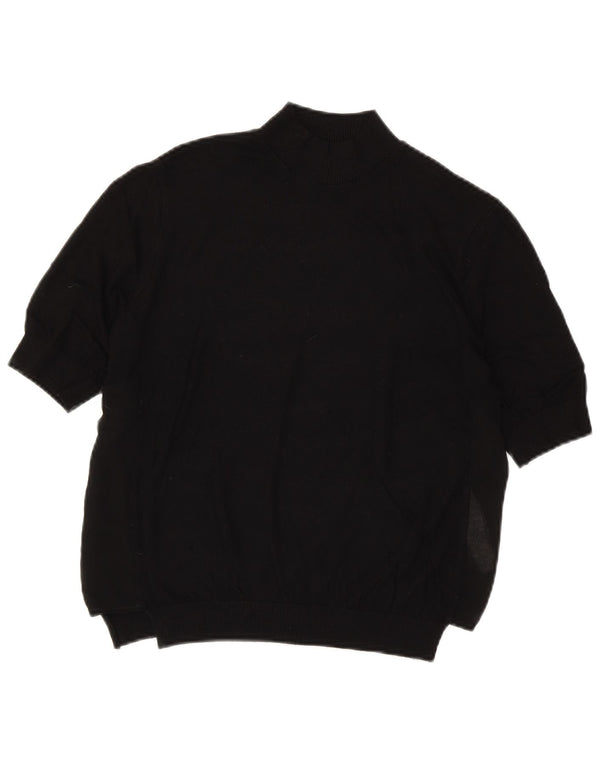 Zara Womens Short Sleeve Turtle Neck Jumper Sweater UK 14 Medium Black