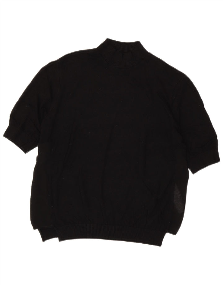 Zara Womens Short Sleeve Turtle Neck Jumper Sweater UK 14 Medium Black