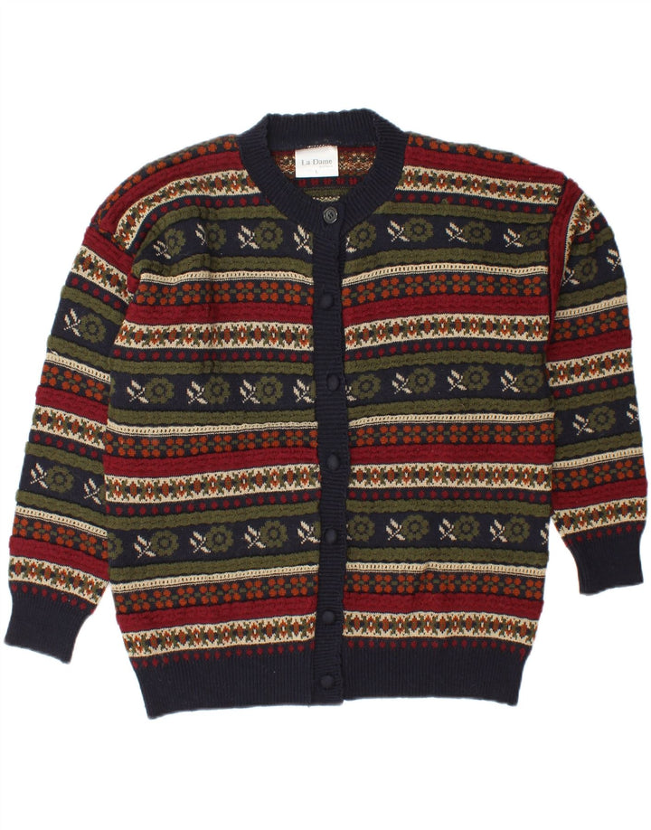 LA DAME Womens Cardigan Sweater UK 16 Large Multicoloured Fair Isle