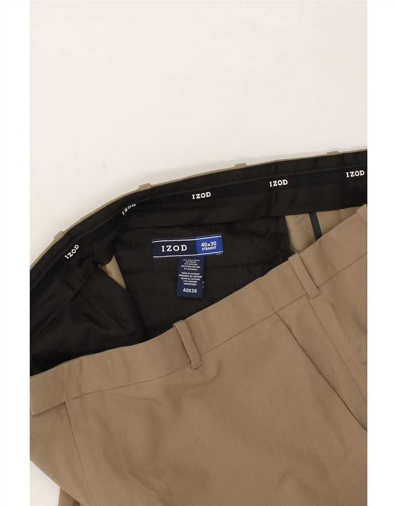 IZOD Mens Straight Chino Trousers W40 L30  Brown Polyester Vintage Izod and Second-Hand Izod from Messina Hembry 