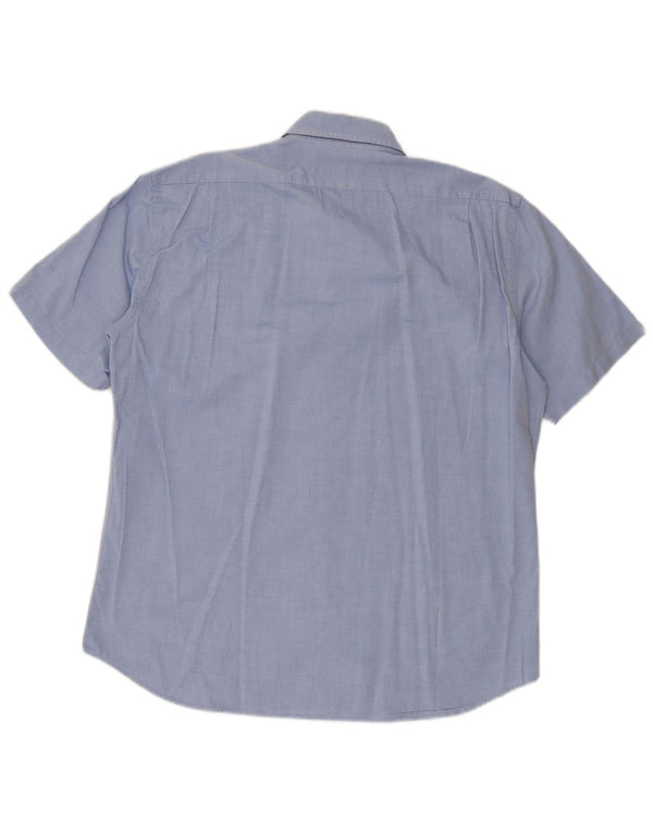 Tommy Hilfiger Mens Short Sleeve Shirt Size 16 41 Large Blue Cotton