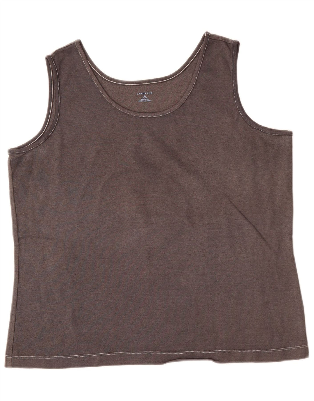 LANDS END Womens Crop Vest Top UK 18 XL Grey Cotton