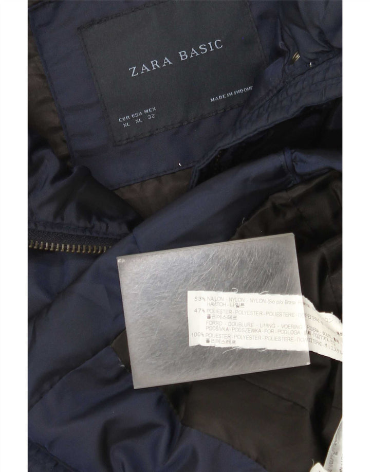 Zara Womens Padded Jacket UK 18 XL Navy Blue Nylon