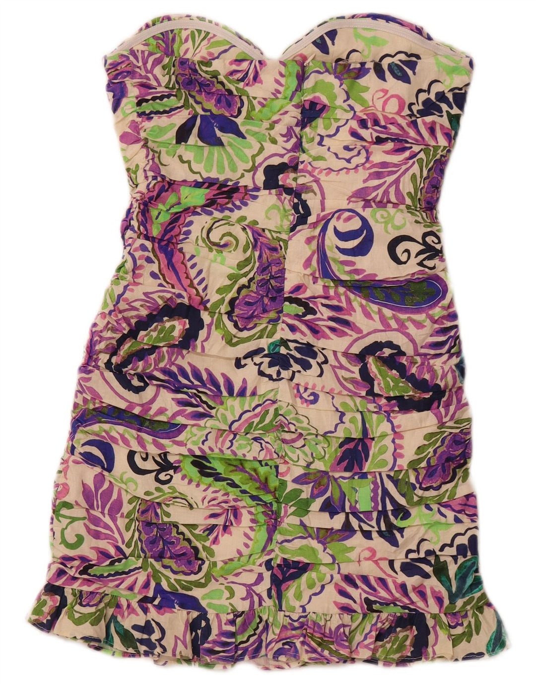 ZARA Womens Mini Strapless Dress UK 12 Medium Multicoloured Paisley Linen