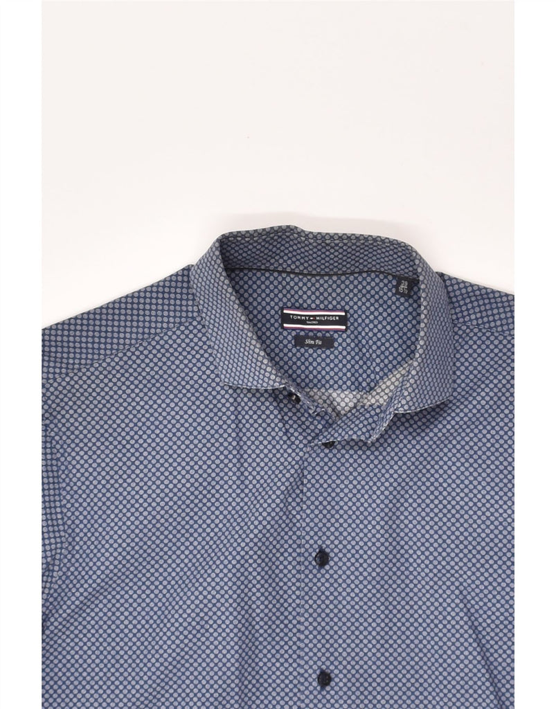 TOMMY HILFIGER Mens Slim Fit Shirt Size 15 1/2 39 Medium Blue Polka Dot | Vintage Tommy Hilfiger | Thrift | Second-Hand Tommy Hilfiger | Used Clothing | Messina Hembry 