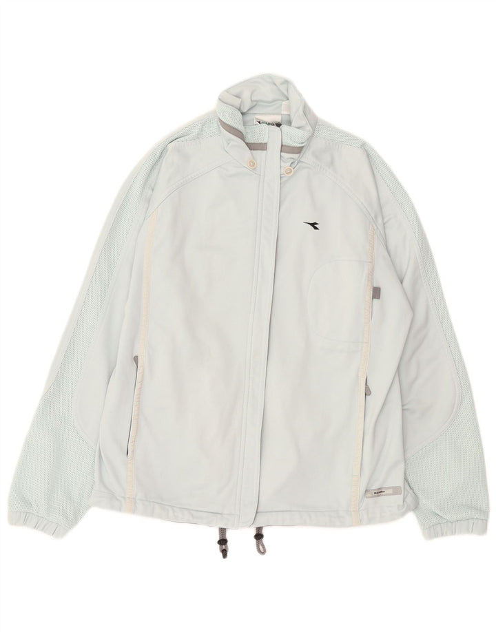 Diadora Womens Tracksuit Top Jacket UK 36 Small Blue Polyester