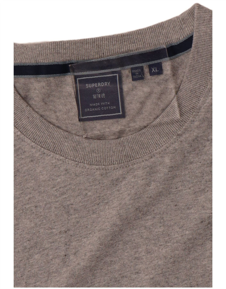 Superdry Mens T-Shirt Top XL Grey Flecked Cotton