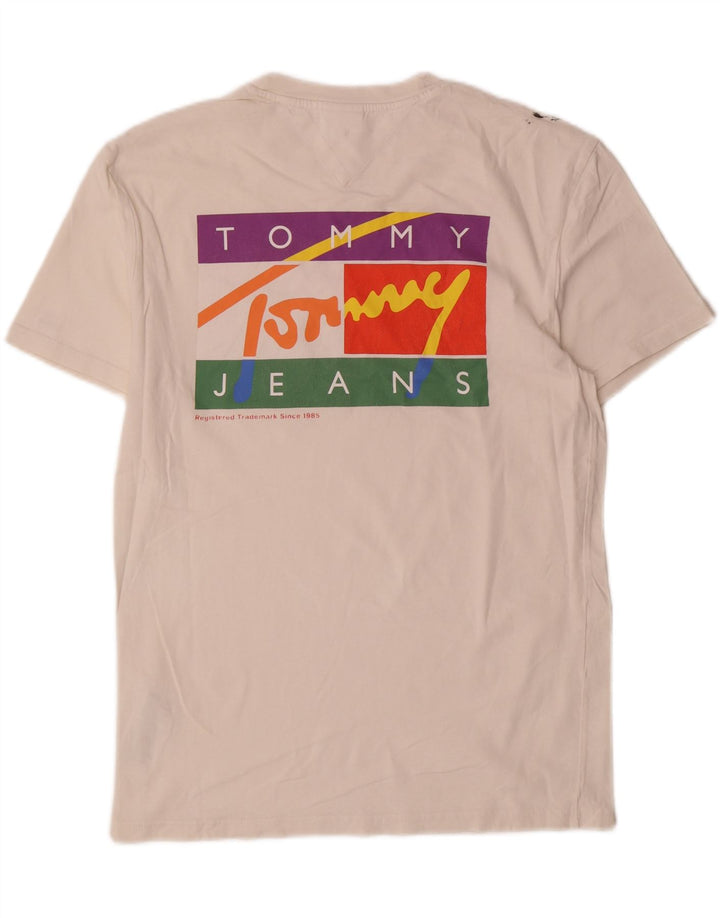 Tommy Hilfiger Mens Graphic T-Shirt Top Small White Cotton