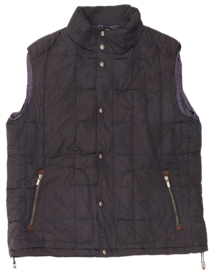 Massimo Dutti Mens Padded Gilet UK 44 2XL Navy Blue Polyester