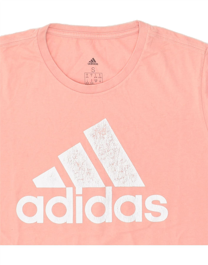 ADIDAS Womens Graphic T-Shirt Top UK 8/10 Small Pink Cotton Vintage Adidas and Second-Hand Adidas from Messina Hembry 