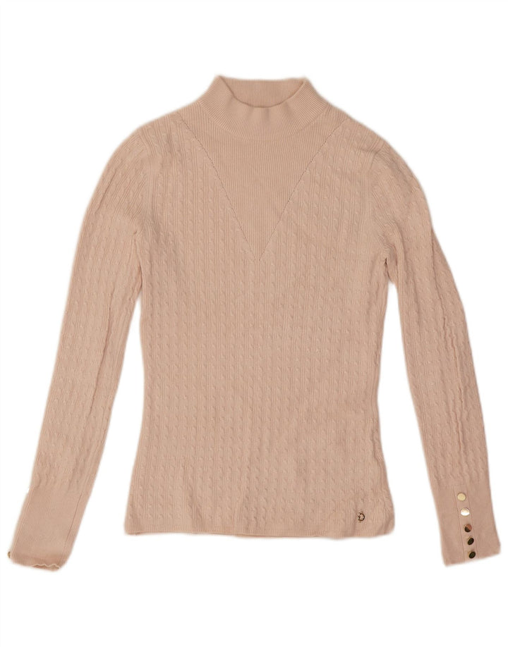 Guess Womens Turtle Neck Jumper Sweater UK 6 XS Pink