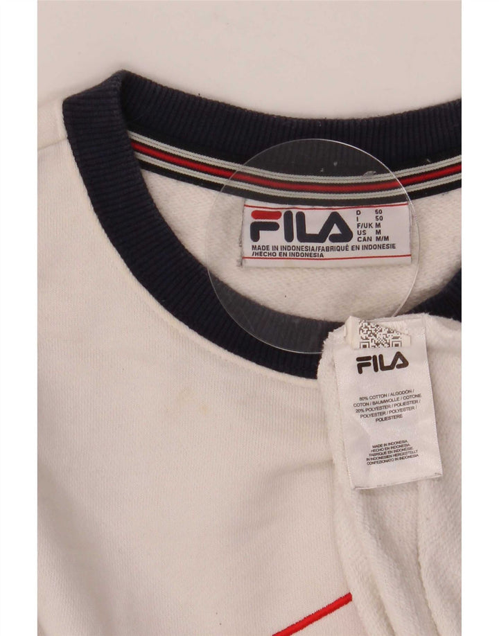 Fila Mens Graphic Sweatshirt Jumper Medium White Colourblock Cotton