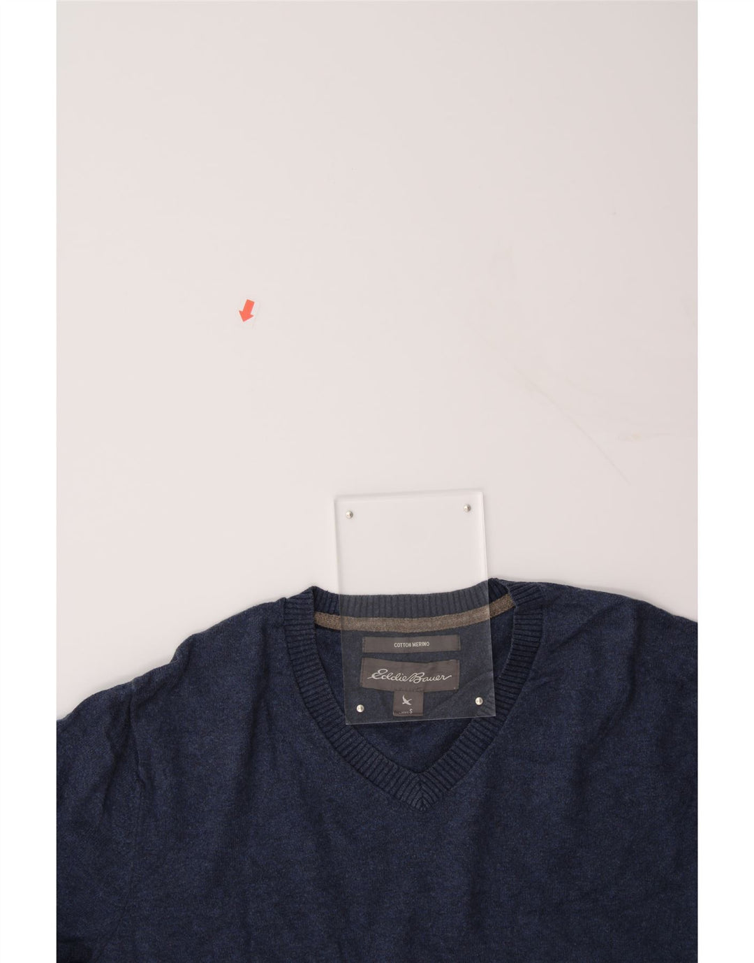 EDDIE BAUER Mens V-Neck Jumper Sweater Small Navy Blue Cotton Vintage Eddie Bauer and Second-Hand Eddie Bauer from Messina Hembry 