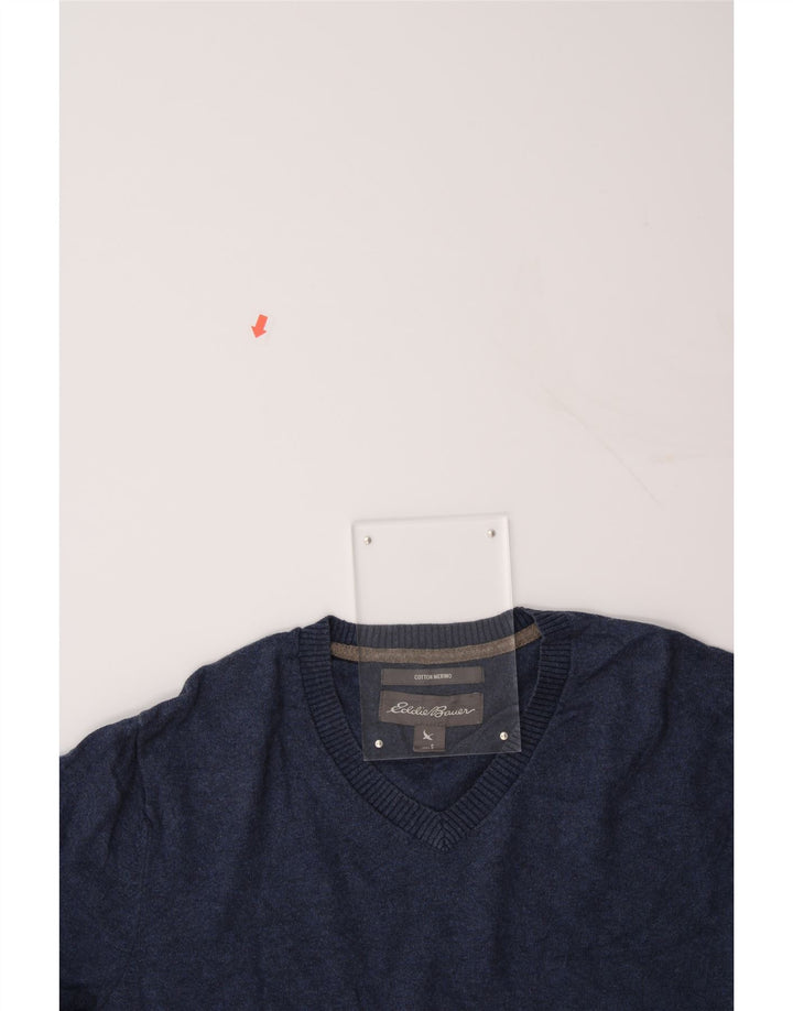 EDDIE BAUER Mens V-Neck Jumper Sweater Small Navy Blue Cotton Vintage Eddie Bauer and Second-Hand Eddie Bauer from Messina Hembry 