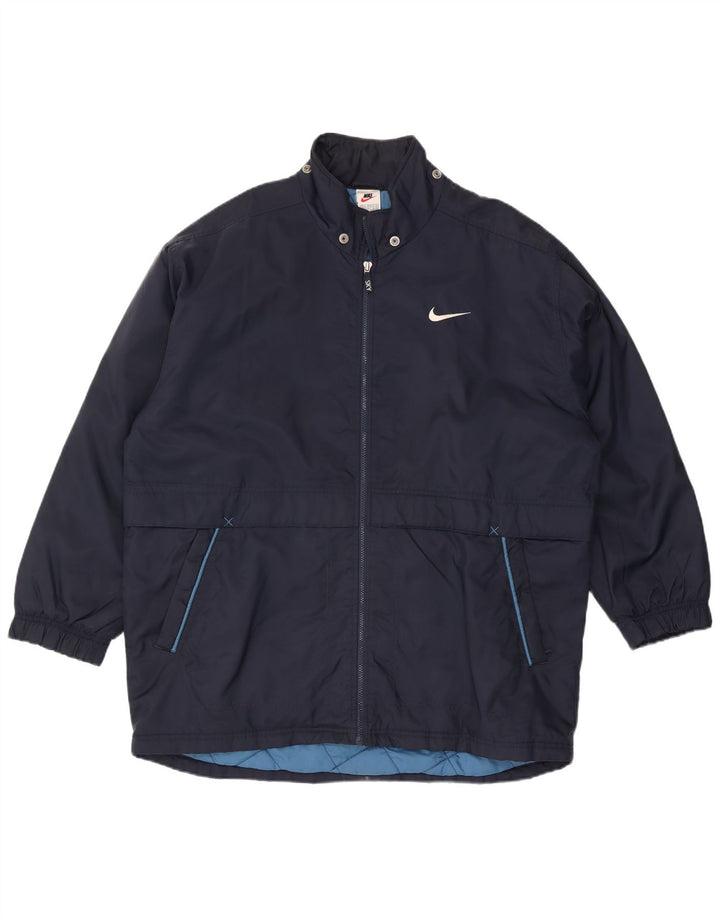 Nike Mens Graphic Windbreaker Jacket UK 42/44 Large Navy Blue Nylon
