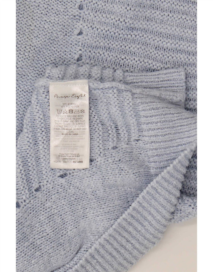 Phase Eight Womens Short Sleeve Boat Neck Jumper Sweater UK 14 Medium Blue