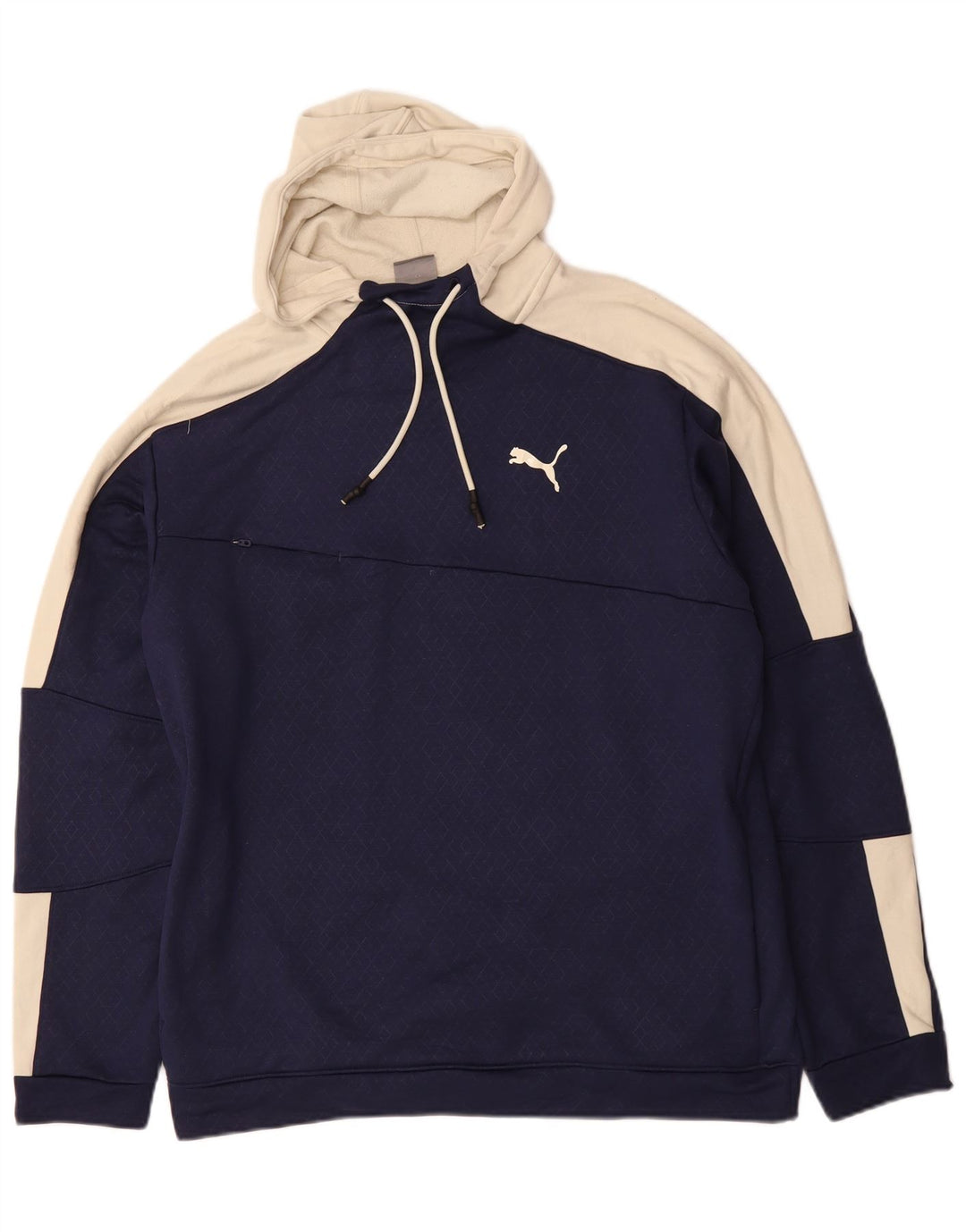 PUMA Mens Hoodie Jumper Large Navy Blue Colourblock