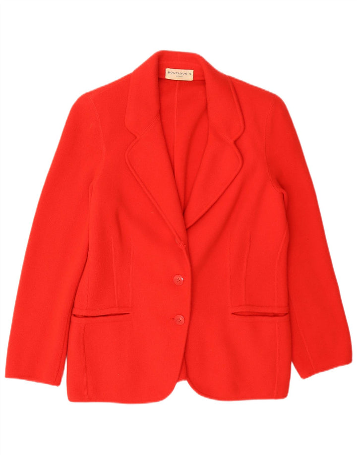 Vintage Womens Knit 2 Button Blazer Jacket UK 14 Medium Red Cashmere
