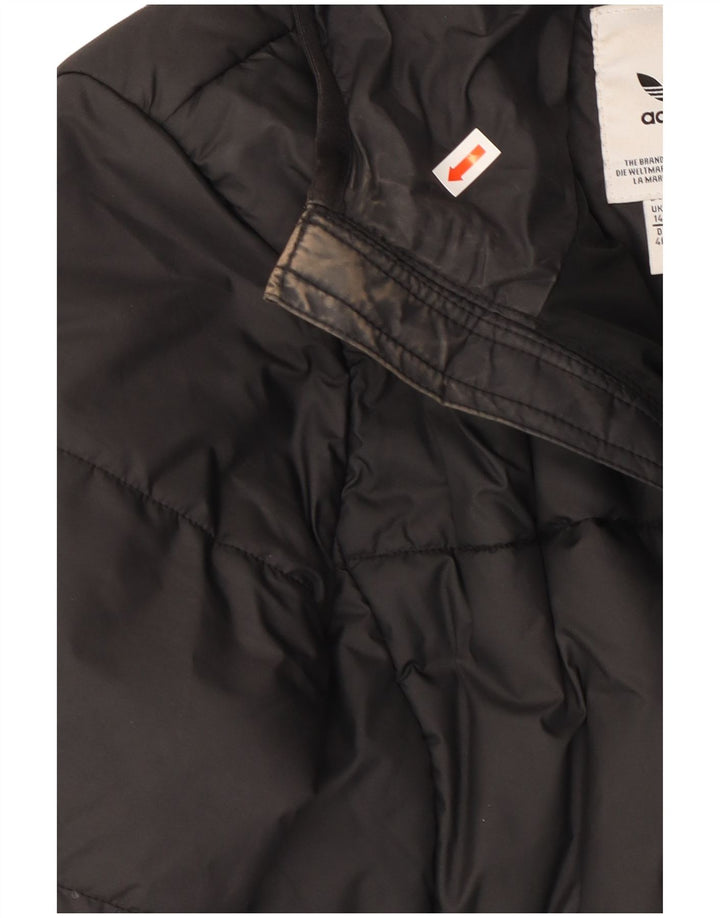 ADIDAS Womens Hooded Padded Jacket UK 14 Medium  Black Polyester