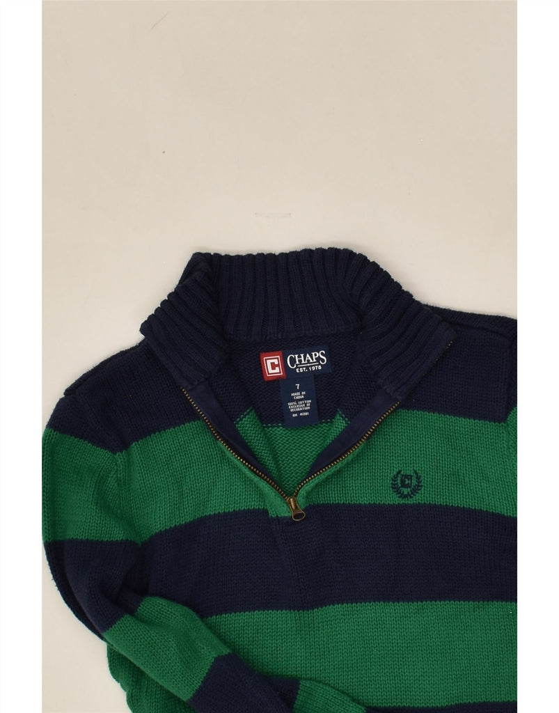 CHAPS Boys Zip Neck Jumper Sweater 6-7 Years Navy Blue Colourblock Cotton | Vintage Chaps | Thrift | Second-Hand Chaps | Used Clothing | Messina Hembry 