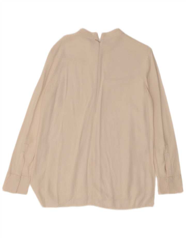 Hugo Boss Womens Long Sleeve Blouse Top UK 12 Medium Off White Acetate