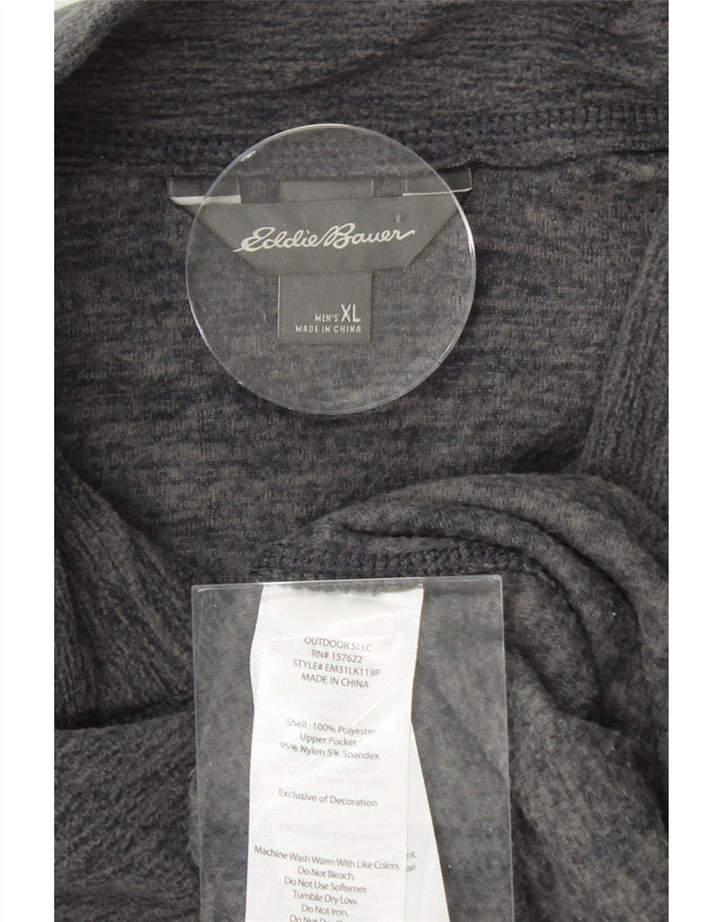 EDDIE BAUER Mens Zip Neck Jumper Sweater XL Grey Flecked Polyester Vintage Eddie Bauer and Second-Hand Eddie Bauer from Messina Hembry 