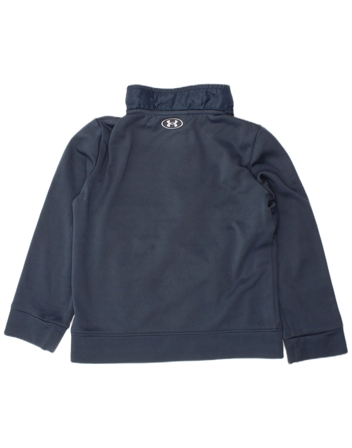 UNDER ARMOUR Boys Zip Neck Sweatshirt Jumper 5-6 Years Navy Blue Polyester