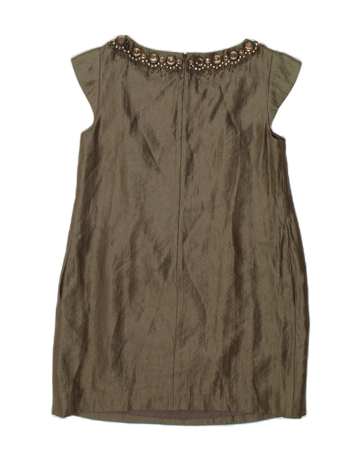 NEXT Womens Sheath Dress UK 14 Large Khaki Viscose Vintage Next and Second-Hand Next from Messina Hembry 