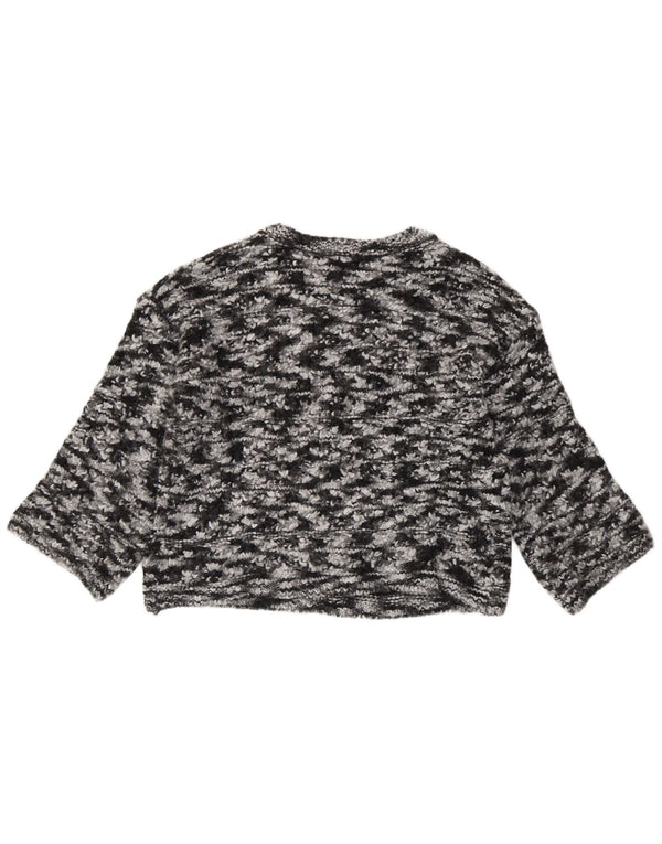 Zara Womens 3/4 Sleeve Boat Neck Jumper Sweater UK 14 Medium Black Tie Dye