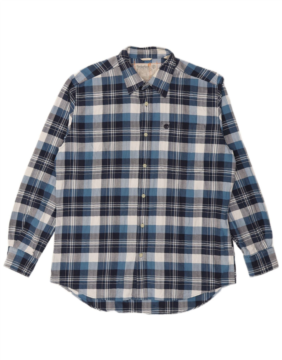 Timberland Mens Flannel Shirt Medium Blue Check Cotton