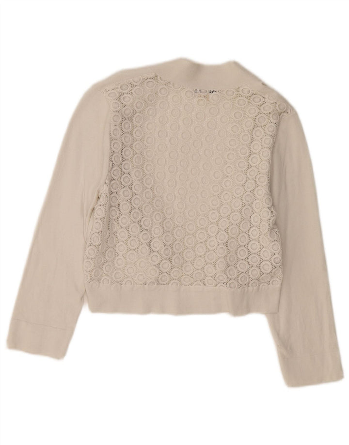 CALVIN KLEIN Womens 3/4 Sleeve Cardigan Sweater UK 12 Medium Off White