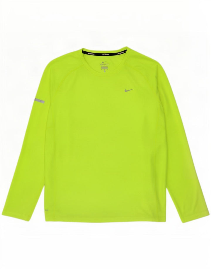 Nike Mens Dri Fit Top Long Sleeve Large Green Polyester