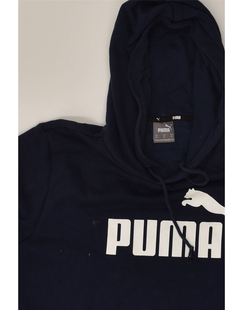 PUMA Mens Graphic Hoodie Jumper Medium Navy Blue Cotton | Vintage Puma | Thrift | Second-Hand Puma | Used Clothing | Messina Hembry 