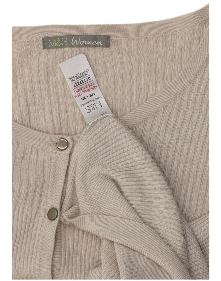 Marks & Spencer Womens Cardigan Sweater UK 20 2XL Beige Viscose