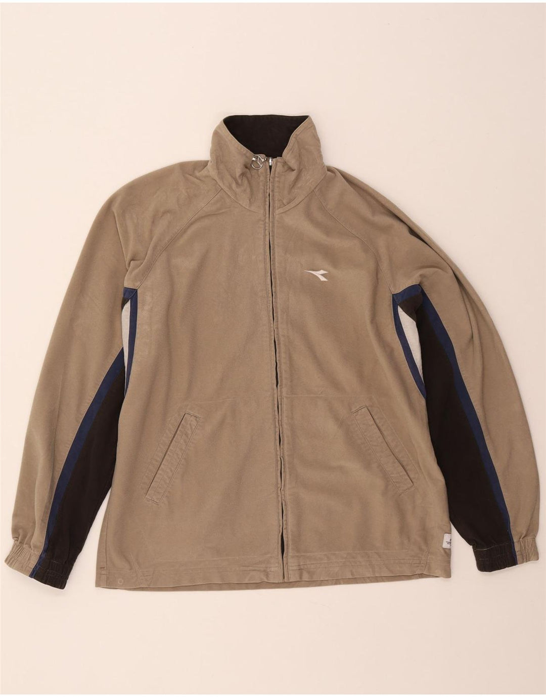 Diadora Mens Tracksuit Top Jacket UK 38 Medium Beige Colourblock Polyester