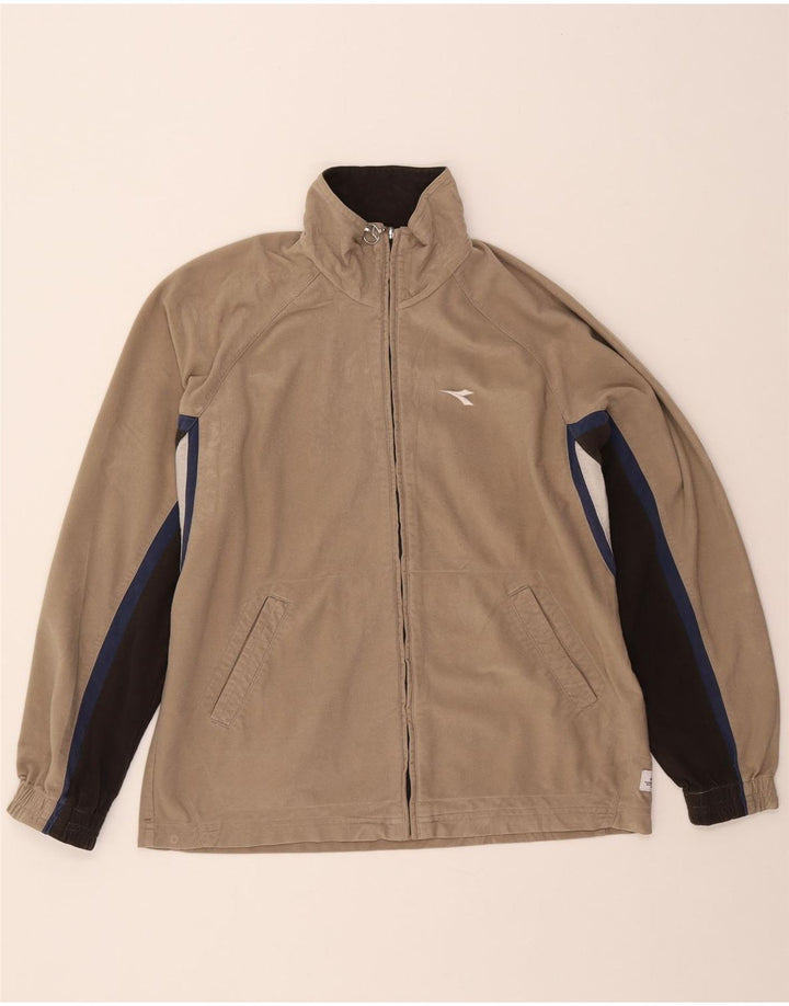 Diadora Mens Tracksuit Top Jacket UK 38 Medium Beige Colourblock Polyester