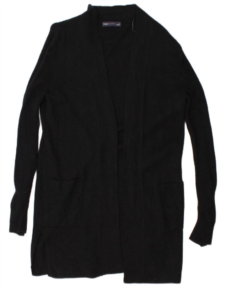 Marks & Spencer Womens Longline Open Cardigan Sweater UK 8 Small Black