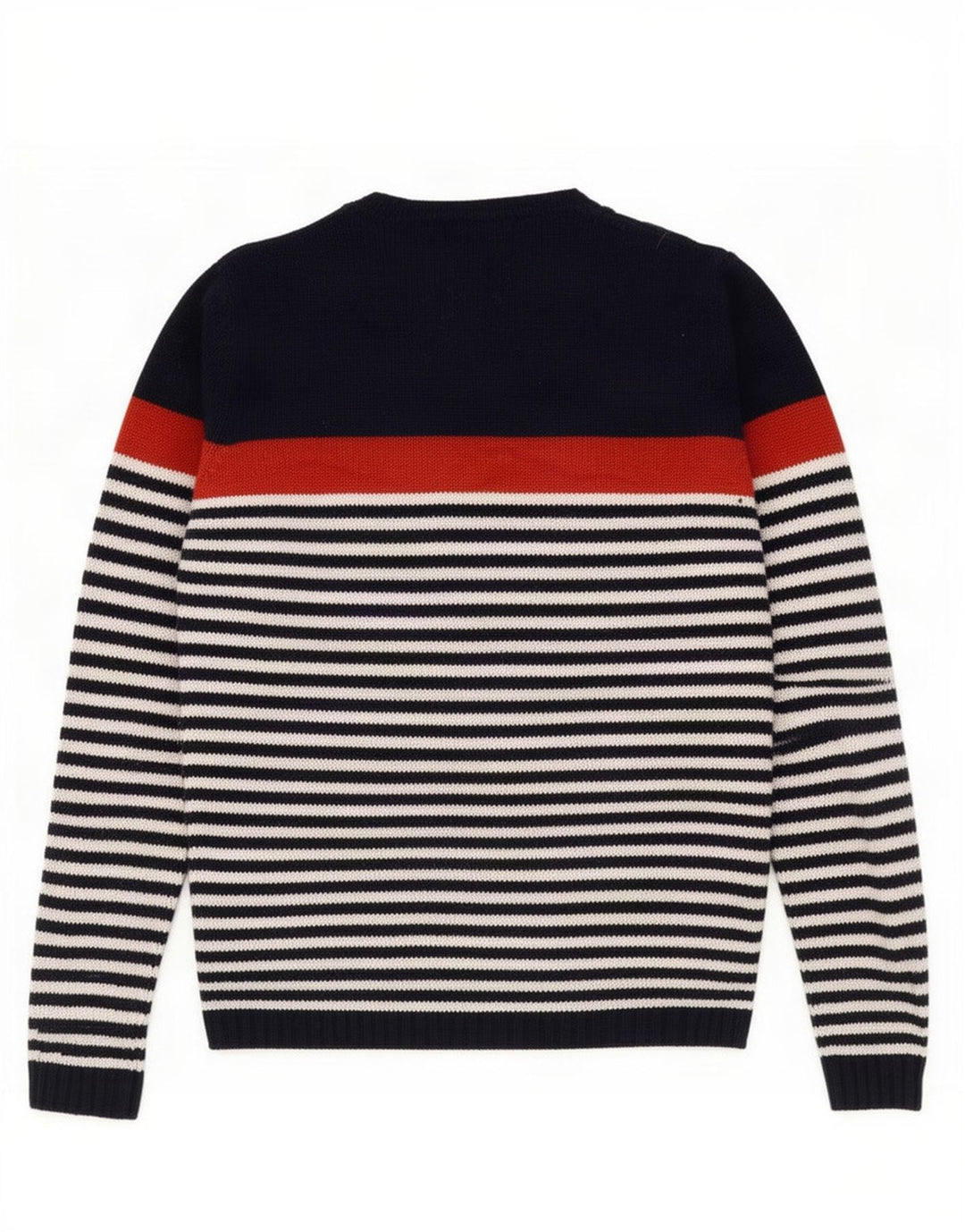Zara Mens Boat Neck Jumper Sweater Medium Navy Blue Striped