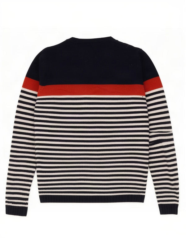 Zara Mens Boat Neck Jumper Sweater Medium Navy Blue Striped