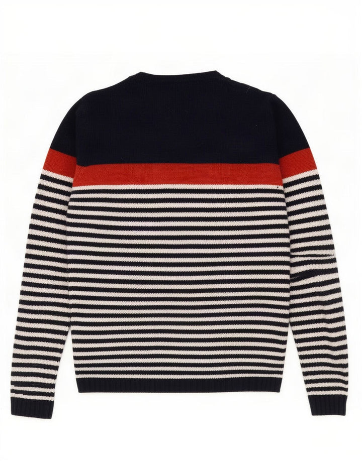 Zara Mens Boat Neck Jumper Sweater Medium Navy Blue Striped