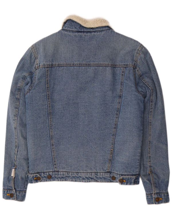 Flatbush Womens Oversized Sherpa Denim Jacket UK 10 Small Blue Polyester